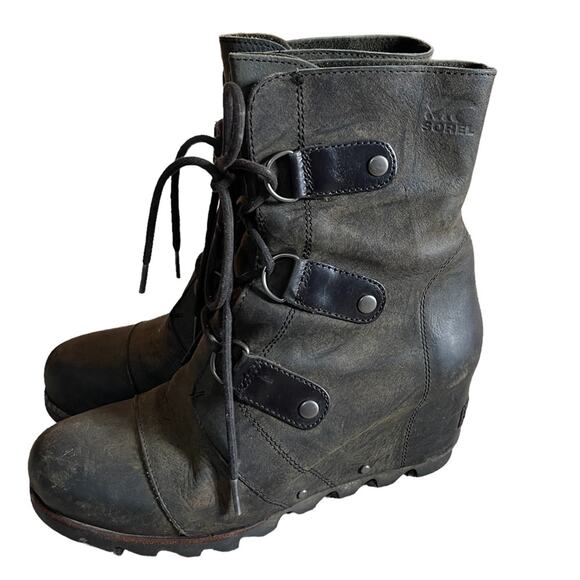 SOREL Joan of Arctic Wedge Mid Boot Nori Green 8.5 - Picture 6 of 12